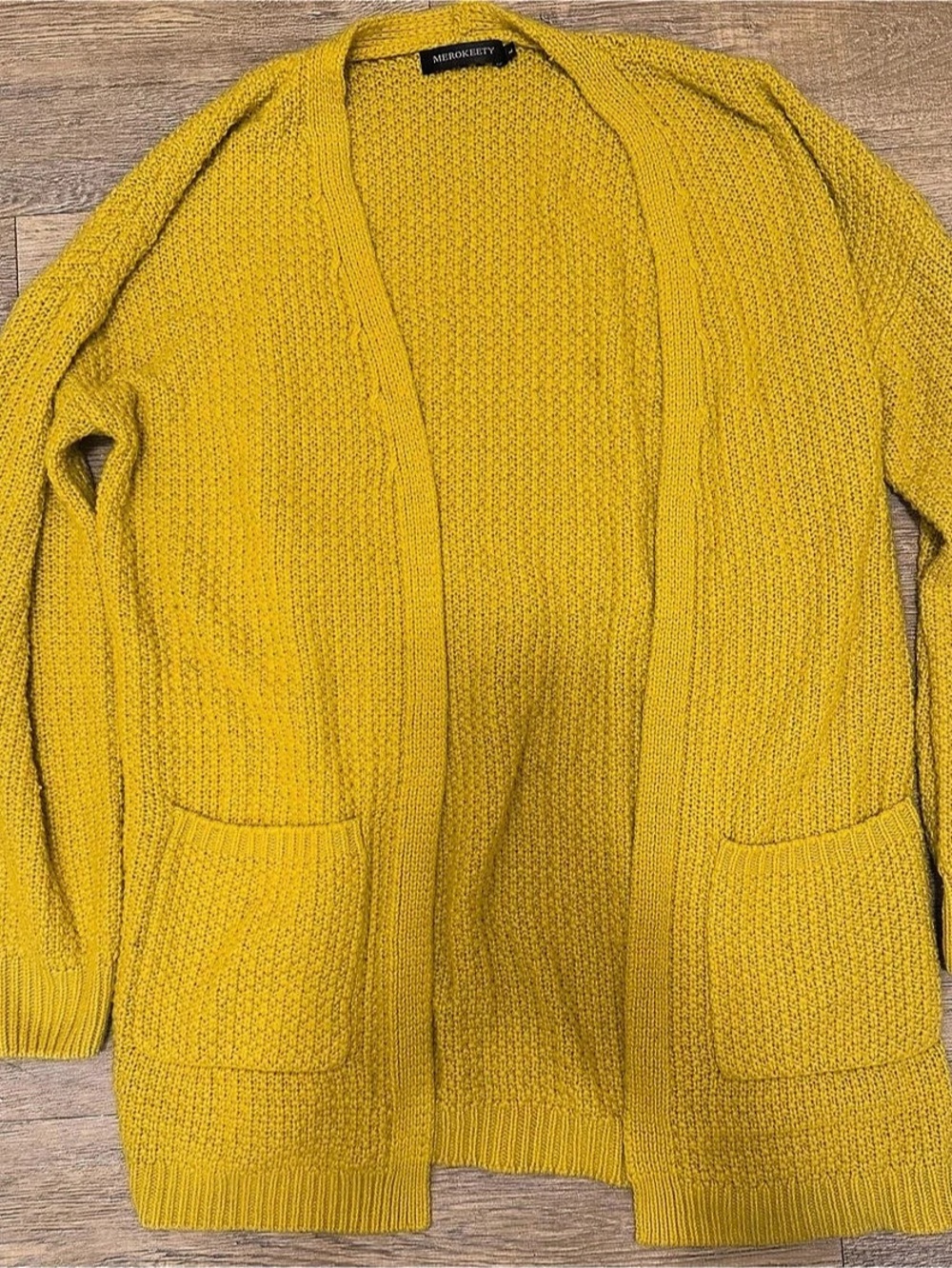 MERO&KERRY Open Front Cardigan in Yellow Size Large Like New